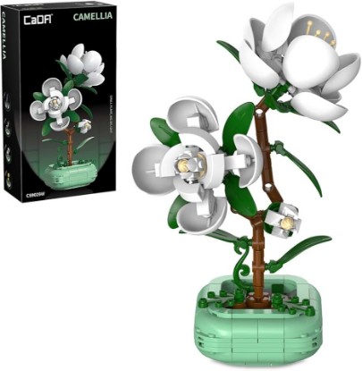 Picture of CaDA C59029W Flower Building Set for Adults,Camellia Botanical Flower Building Kit, Decorative Floral Arrangement Model for Home Décor & Stress Relief 301 PCS