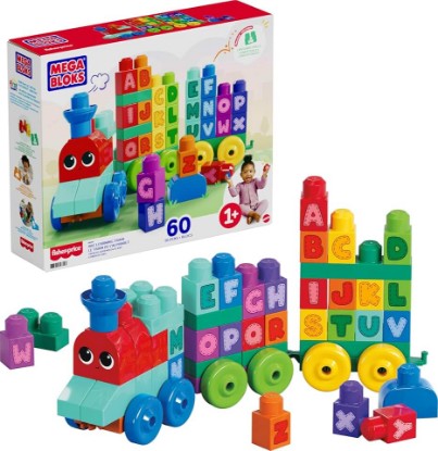 Picture of MEGA BLOKS First Builders Toddler Building Blocks Toy Set, ABC Learning Train with 60 Pieces, Ages 1+ Years