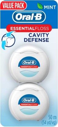 Picture of Oral-B Essential Dental Floss, Cavity Defense, Waxed, Mint Flavor, Value 2 Pack (50m Each)