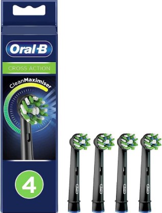 Picture of Oral-B Crossaction Electric Toothbrush Replacement Brush Head Refills, Black , 4 Count (Pack of 1)