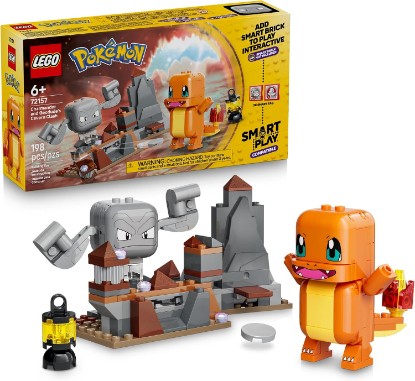 Picture of LEGO Pokémon SMART Play: Charmander and Geodude's Cavern Clash 72157 | Compatible Set, Building Toys, Boys & Girls, Ages 6+, Interactive Pokémon Toys, 2 SMART Tags, 198 pieces, Gift Idea