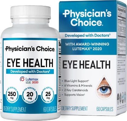 Picture of Physician's CHOICE Eye Health - Lutein, Zeaxanthin & Bilberry Extract - Supports Eye Strain, Dry Eyes, and Vision Health - 2 Award-Winning Clinically Proven Eye Vitamin Ingredients - Carotenoid Blend