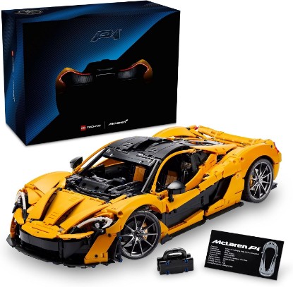 Picture of LEGO Technic McLaren P1 Hypercar Building Set, Gift for Adult Racing Fans, Race Car Collectible Model with V8 Piston Engine and 7-Speed Gearbox, 42172