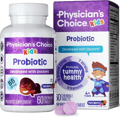 Picture of Physician's CHOICE Probiotics for Kids - 7 Diverse Strains, Organic Prebiotics, Vitamins & Minerals - Clinically Studied L. Rhamnosus - Immune & Digestive Support - No Sugar or Artificial Dyes - 60ct