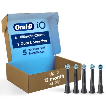 Picture of Oral-B iO Ultimate Clean Replacement Brush Heads, 5 Count, 4 Ultimate Clean + 1 Gum & Sensitive Black