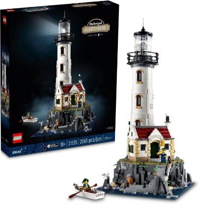 Picture of LEGO Ideas Motorized Lighthouse 21335 Adult Model Building Kit, Complete with Rotating Lights, Quaint Cottage and a Mysterious Cave, Creative Gift Idea