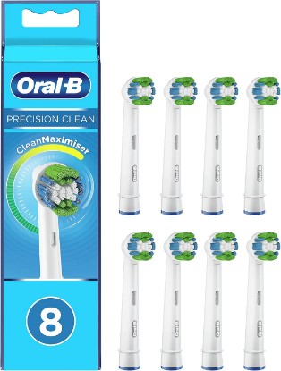 Picture of Oral-B Precision Clean Replacement Brush Heads, CleanMaximiser Bristles, Pack of 8 GreenCircle Certified: Certified Environmental Facts Label