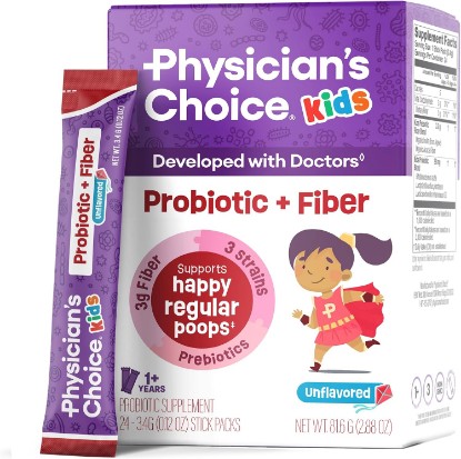 Picture of Physician's CHOICE Kids Probiotic + Prebiotic Fiber Packets (Ages 1+) - Supports Regularity, Occasional Constipation & A Healthy Digestive System - No Allergens or Preservatives - Unflavored - 24 Pack