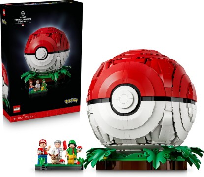 Picture of LEGO Pokémon Iconic Trainer Moments Poké Ball 72154 | Collectible Building Set for Adults, Ages 18+, Pokémon Model Kit with 3 Minifigures & 2 Pokémon Figures, Gift for Gamers