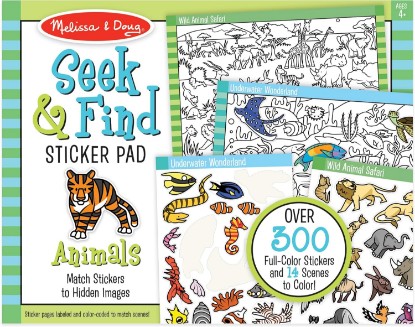 Picture of Melissa & Doug Melissa & Doug Seek & Find Sticker Pad – Animals, 400+ Stickers & 14 Scenes to Color, Search & Find Sticker Activity Pad for Coloring & Matching, Creative Learning Toys for Kids 4+ - FSC Certified | 21 Pages, 14 Animal Scenes, 400 Color-Coded Stickers, Matching & Coloring Skills, Arts & Crafts Travel Toys for Kids, Ages 4+