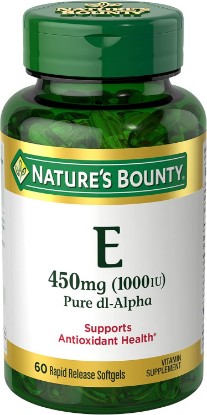 Picture of Nature's Bounty Vitamin E 1000 IU Softgels, 60 Count | Supports Antioxidant Health & Immune System, 1 Serving per Day, No Gluten