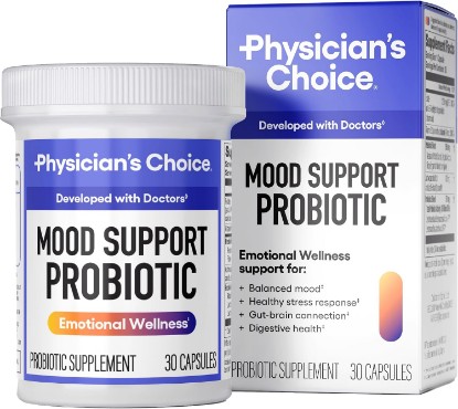 Picture of Physician's CHOICE Mood Support Probiotic - Supports a Balanced Mood, Healthy Stress Response & Digestive Health with Prebiotics, Ashwagandha, Vitamin B12, Folate - for Men & Women - 30ct