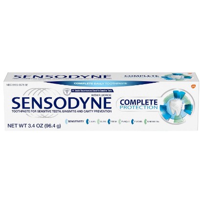 Picture of Sensodyne Sensitive Toothpaste for Sensitive Teeth, Complete Protection, 3.4 Ounce (Pack of 2)