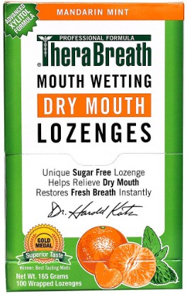 Picture of TheraBreath Dentist Recommended Dry Mouth Lozenges, Mandarin Mint Flavor, 165 Gram