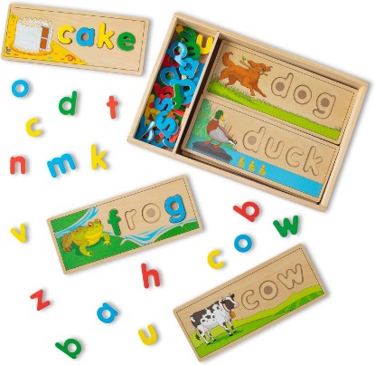 Picture of Melissa & Doug See & Spell Wooden Educational Toy with 8 Double-Sided Spelling Boards and 64 Letters Preschool Learning Activities, See & Spell Learning Toys for Kids Ages 4+ | 73 Pieces, 8 Double-Sided Spelling Boards, 64 Wooden Letters, Educational Toy, Preschool Learning Toys for Kids, Ages 3+
