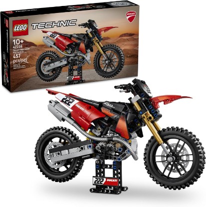 Picture of LEGO Technic Ducati Desmo450 MX Factory Motorcycle 42238 | Building Toys for Boys & Girls, Ages 10+, Dirt Bike Toy for Display W/ Stand, Bedroom or Desk Decor, 457 pieces, Gift Idea