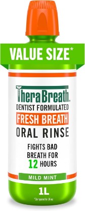 Picture of TheraBreath Fresh Breath Mouthwash, Mild Mint, 1 Liter | Dentist Formulated, Alcohol Free, Fights Bad Breath