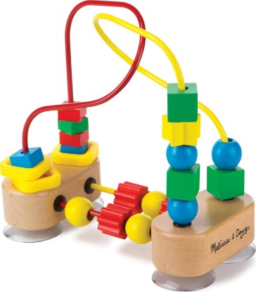 Picture of Melissa & Doug First Bead Maze - Wooden Educational Baby Toy with Suction Cups, for Floor, High Chair or Toddler Table, Toddler Toys for Girls & Boys Ages 1+ | 1 Bead Maze, 18 Wooden Beads, 3 Rings, Suction Cup Base, Fine Motor Skill Building, Toddler Learning Toys for Kids, Ages 1+