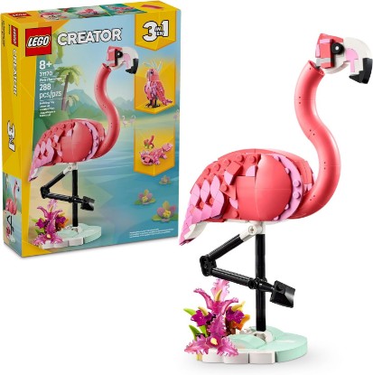 Picture of LEGO Creator 3 in 1 Wild Animals: Pink Flamingo Animal Building Toy - Playset with 3 Build Options, Pink Flamingo, Cockatoo, or Axolotl - Learning Toy for Kids, Ages 8+ - 31170