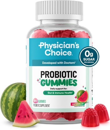 Picture of Physician's CHOICE Probiotic Gummies with Vitamin D & Prebiotic Fiber - Sugar Free - 1B CFUs of Clinically Studied Probiotic - Supports Immune & Gut Health for Women & Men - Watermelon Flavor - 90CT