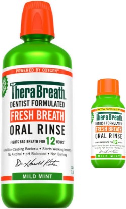 Picture of TheraBreath Fresh Breath Mouthwash, Mild Mint, Alcohol-Free, 1 Liter (33.8 oz) + Travel Size, 3 fl oz