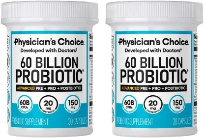 Picture of Physician's CHOICE 60 Billion Probiotic Advanced 3-in-1 30ct 2pk | Advanced Formula - 12 Strains + Postbiotic & Organic Prebiotics for Bloating, Mood, Sleep, Immune, Digestive & Gut Health
