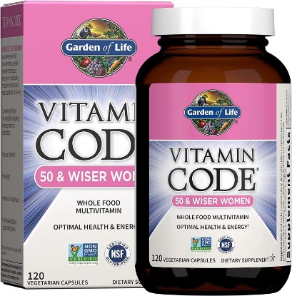 Picture of Garden of Life Vitamin Code Women 50 & Wiser Multivitamin, 120 Capsules | Whole Food Women's Vitamins with Probiotics, Digestive Support, Immune Support, Non-GMO, Gluten-Free, Kosher