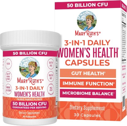 Picture of MARYRUTH'S 3-in-1 Daily Health Probiotics + Postbiotics for Women | Hormone Support & Gut Health Supplement for Women | Women’s Probiotic Supports Vaginal Health | 50 Billion CFU | Vegan | 30 ct