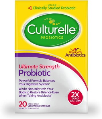 Picture of Culturelle Ultimate Strength Probiotic for Women & Men, 20B CFUs, 20 Count | Lactobacillus rhamnosus GG Strain, Daily Gut Health Support*, Vegetarian Capsule, No Refrigeration Needed, No Gluten, No Soy