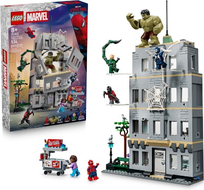 Picture of LEGO Marvel Spider-Man vs Hulk Epic Clash - Super Hero Building Toy for Boys & Girls, Ages 8+ - Includes 5 Minifigures & Hulk Figure - Spider-Man Toy for Fans - Gift for Birthdays - 76350