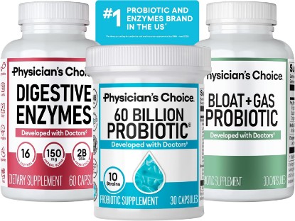 Picture of Physician's CHOICE Gut Guardian Bundle: Advanced Bloating & Digestion Support with 60 Billion Probiotic, Digestive Enzymes & Bloat + Gas Probiotic - Daily Gut Health Support for Women and Men