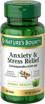 Picture of Nature's Bounty Stress Relief Ashwagandha KSM 66 Tablets, 50 Count | Mood Support