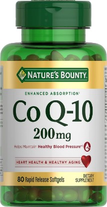 Picture of Nature's Bounty CoQ10, Supports Heart Health, 200mg, 80 Softgels | Dietary Supplement, 200mg, 80 Rapid Release Softgels