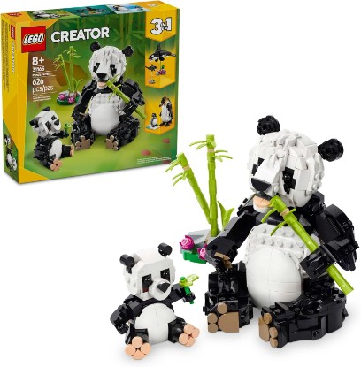 Picture of LEGO Creator 3 in 1 Wild Animals Panda Family - Building Toy Kit for Kids with 3 Building Options, Panda, Penguin, or Orca - 8 Year Old Girl & Boy Birthday Gifts - 31165