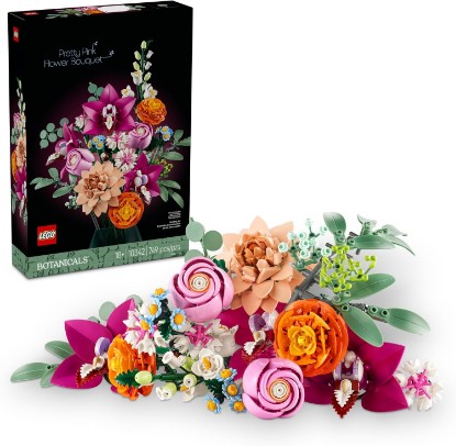Picture of LEGO Botanicals Pretty Pink Flower Bouquet Building Set for Adults - Gifts for Birthdays - Artificial Flowers for Decor or Table Display - 10342