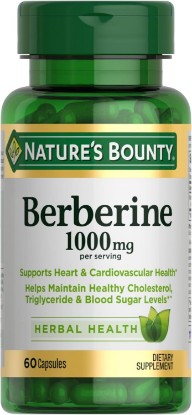 Picture of Nature's Bounty Berberine 1000mg Capsules, 60 Count | Supports Heart Health, Cholesterol & Blood Sugar Levels in a Normal Range, Non-GMO Supplement