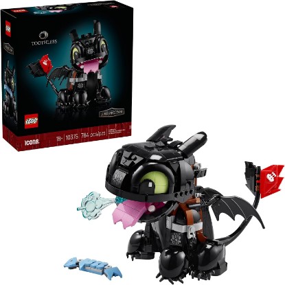 Picture of LEGO Icons How to Train Your Dragon: Toothless Building Set for Adults, Ages 18+ - Room Decor for Office, Bedroom, or Book Shelf - Collectible for Movie Fans - Gift Idea for Birthdays - 10375