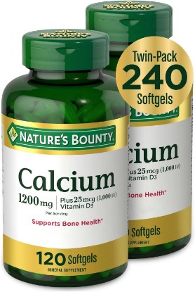Picture of Nature's Bounty Calcium 1200 mg with 1000 IU Vitamin D3, 2 Per Day, 120 Ct | Bone Health & Immune Support Softgels, Calcium and Vitamin D Supplement, Gluten Free, 2 Softgels per Day, 120 Count