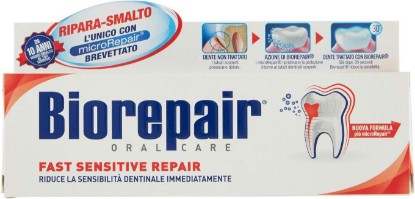 Picture of Biorepair "Fast Sensitive Repair" Toothpaste with microRepair, New Formula - 2.5 Fluid Ounce (75ml) Tube [ Italian Import ]