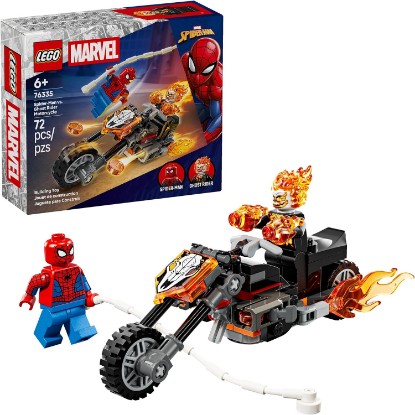 Picture of LEGO Marvel Spider-Man vs. Ghost Rider Motorcycle Building Toy for Boys & Girls, Ages 6+ - Super Hero & Villain Playset W/2 Marvel Minifigures - Gift Idea for Kids & Fans - 76335