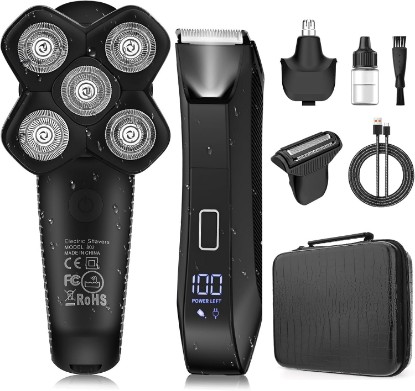 Picture of Manscape Bald Head & Body Shavers for Men, Body/Ball/Pubic/Groin Trimmer | Mens Grooming Kits Body Groomer, No Nick, IPX7 Waterproof, Travel Case, LED Light, USB-C Charge, Interchangeable Blades