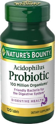 Picture of Nature's Bounty Probiotic Acidophilus Tablets, 120 tablets | Daily Probiotic for Women/Men Digestive Health, 100 Million Organisms, Vegetarian, 1 Serving per Day