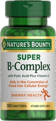 Picture of Nature's Bounty Super B Complex Vitamins with Vitamin C & Folic Acid | Vitamins for Immune & Cellular Energy Support, 150 Tablets