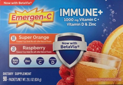 Picture of Emergen-C Immune+ 1000 mg Vitamin C + Vitamin D & Zinc, (Super Orange 60 Ct/Raspberry 30Ct) 90 Packets