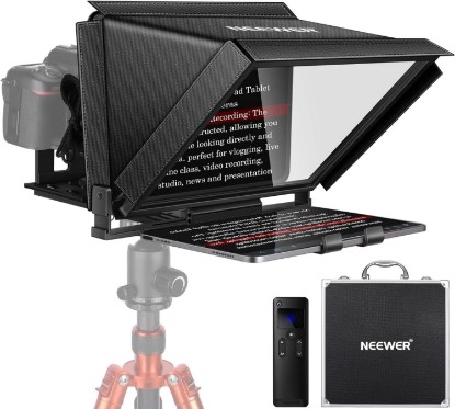 Picture of NEEWER X12 14 Inch Aluminum Alloy Teleprompter for iPad Tablet Phone Camera | With Remote Control, Carry Case, APP Compatible with iOS/Android, for DSLR, Online Teaching, Vlogger, Live Streaming