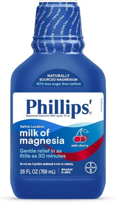 Picture of Phillips’ Milk of Magnesia Liquid Laxative, Wild Cherry Flavor, Stimulant Free, Cramp Free Relief of Occasional Constipation*, Effective in 30 minutes - 6 hours, #1 Milk of Magnesia Brand, 26 oz