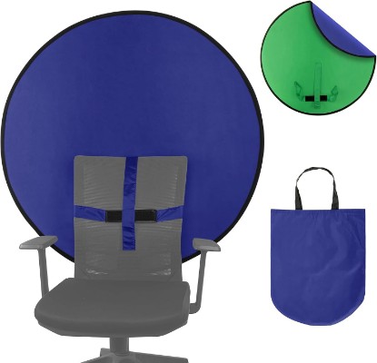 Picture of Cosmos 1 Pc Blue Screen Backdrop 43 in / 110 cm Diameter Foldable Portable Photography Background Green Screen Chroma Key Backdrop for Photography Photo Video Studio, Live Streaming, Video Meeting