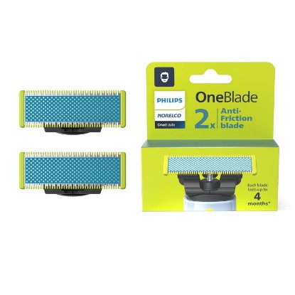 Picture of Philips Norelco OneBlade Replacement Blades, Anti-Friction, 2 Pack | Genuine OneBlade Blades, Anti-Friction Coating, Stainless Steel, Up to 8-Month Supply, QP225/80 GreenCircle Certified: Certified Environmental Facts Label GreenCircle Sustainable Energy Practices