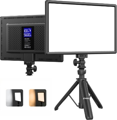Picture of RALENO 13" LED Video Soft Light Panel with Desk Stand | 19.5w 650lux/M Photography Studio Lights with Cri>95 & 2500-6500k, For Tiktok, Youtube Video Recording and Streaming Global Recycled Standard