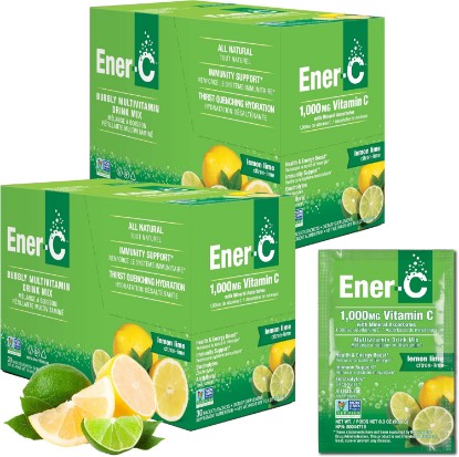 Picture of Ener-C Multivitamin Drink Mix, Electrolytes Powder - Lemon Lime, 60 Count | Vitamin Packets for Water, Vitamin Drink Mix, Hydration Liquid Mix, Immune Booster for Adults, Healthy Energy
